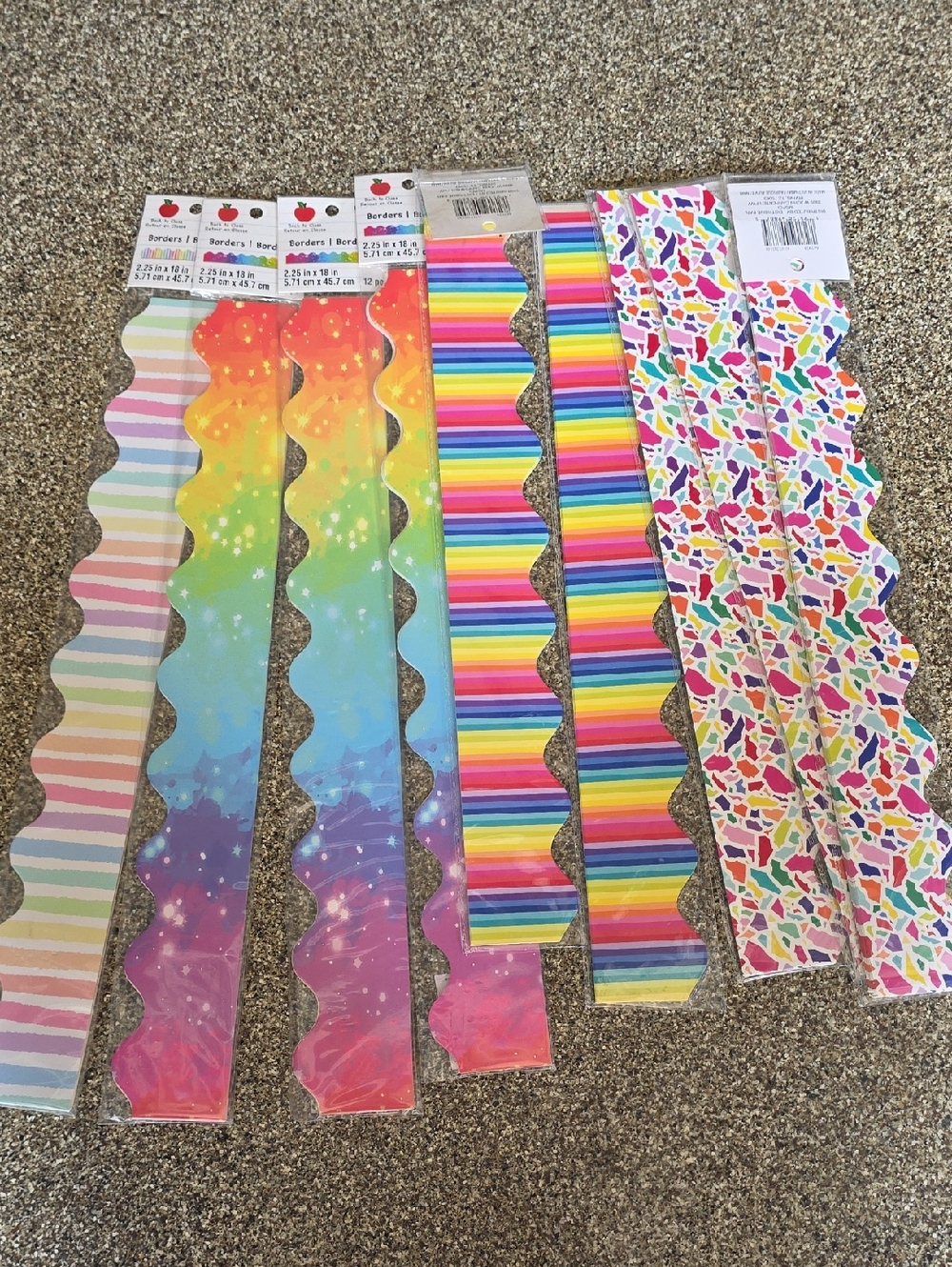 Assorted Colorful Scalloped Border Trims - 9 Packs  of 12